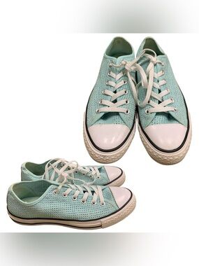 Converse Mint Green Low-Top Perforated Canvas Sneakers S9